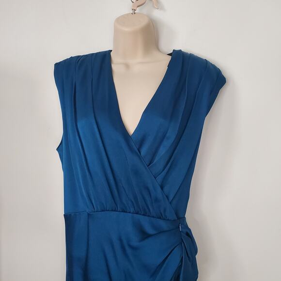 Veronica Beard Clarissa V-Neck Cap Sleeve Midi Dress Cerulean Blue Size 8 NEW - Picture 7 of 12